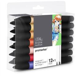 Winsor & Newton ProMarker kétvégű alkoholos filctoll készlet - 12+1 db, Manga Set 1