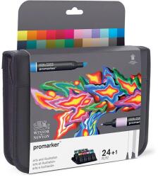 Winsor & Newton ProMarker kétvégű alkoholos filctoll készlet - 24+1 db, arts and illustration set, cipzáras tartóban