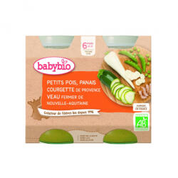 BabyBio Piure bio din mazare, dovlecel si vitel +6 luni, 2 x 200g, BabyBio