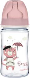 Canpol babies Biberon roz anticolici cu gat larg PP Bonjour Paris, 240ml, Canpol babies