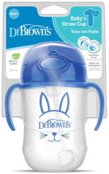 Dr. Brown's Prima canita cu pai a bebelusului albastra, 270ml, Dr. Brown's