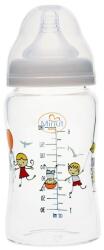 Minut Biberon din sticla borosilicat cu gat larg 0 luni+ Baby, 180ml, Minut