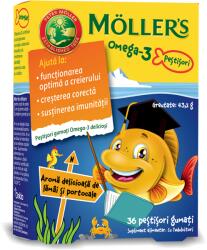 Möller’s Pestisori gumati cu Omega 3 si aroma de lamai si portocale, 36 jeleuri, Moller's