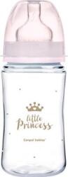 Canpol babies Biberon roz anticolici cu gat larg PP EasyStart Royal Baby, 240ml, Canpol babies