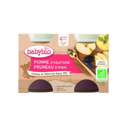 BabyBio Piure de mere si prune uscate, 2 x 130g, BabyBio