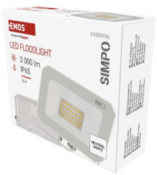EMOS LED reflektor SIMPO 20W, fehér, IP65, 2000 lm, természetes fehér (ZS2223W) - scom