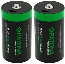 PATONA PREMIUM LR20 (D) 4000 mAh, USB-C töltéssel, 2db (PT1412)