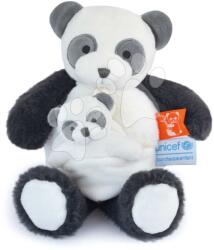 Doudou Panda de pluș cu pui Panda Unicef Collection Doudou et Compagnie în ambalaj cadou albă 25 cm de la 0 luni (DC3987)