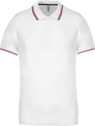 Kariban Férfi galléros póló Kariban KA250 Men'S Short-Sleeved polo Shirt -2XL, White/Navy/Red