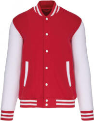 Kariban Uniszex pulóver Kariban KA497 Teddy Fleece Jacket -XL, Red/White