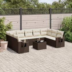 vidaXL 10 részes barna polyrattan kerti ülőgarnitúra párnákkal (3220612) - vidaxl
