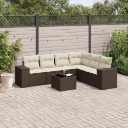 vidaXL 7 részes barna polyrattan kerti ülőgarnitúra párnákkal (3254960)