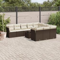 vidaXL 11 részes barna polyrattan kerti ülőgarnitúra párnákkal (3250072)