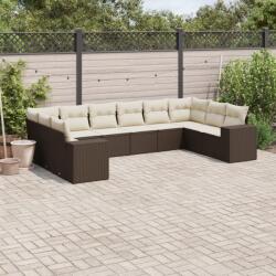 vidaXL 10 részes barna polyrattan kerti ülőgarnitúra párnákkal (3255410)