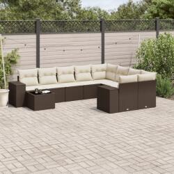 vidaXL 10 részes barna polyrattan kerti ülőgarnitúra párnákkal (3255400)