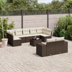vidaXL 10 részes barna polyrattan kerti ülőgarnitúra párnákkal (3223032)