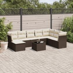 vidaXL 9 részes barna polyrattan kerti ülőgarnitúra párnákkal (3218063)