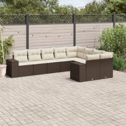 vidaXL 9 részes barna polyrattan kerti ülőgarnitúra párnákkal (3255380)