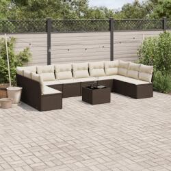vidaXL 11 részes barna polyrattan kerti ülőgarnitúra párnákkal (3249942)