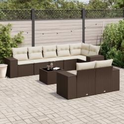 vidaXL 9 részes barna polyrattan kerti ülőgarnitúra párnákkal (3255170)