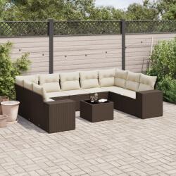 vidaXL 10 részes barna polyrattan kerti ülőgarnitúra párnákkal (3223012)