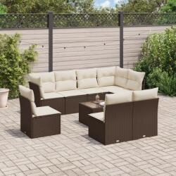vidaXL 9 részes barna polyrattan kerti ülőgarnitúra párnákkal (3217773)