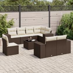 vidaXL 9 részes barna polyrattan kerti ülőgarnitúra párnákkal (3255190)