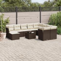 vidaXL 11 részes barna polyrattan kerti ülőgarnitúra párnákkal (3218603)