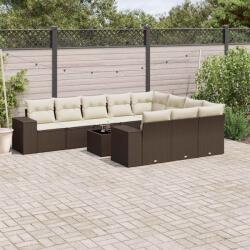 vidaXL 11 részes barna polyrattan kerti ülőgarnitúra párnákkal (3223102)