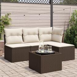 vidaXL 5 részes barna polyrattan kerti ülőgarnitúra párnával (3249352)