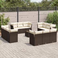 vidaXL 13 részes barna polyrattan kerti ülőgarnitúra párnákkal (3217343)