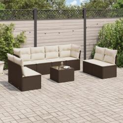vidaXL 9 részes barna polyrattan kerti ülőgarnitúra párnákkal (3217463)