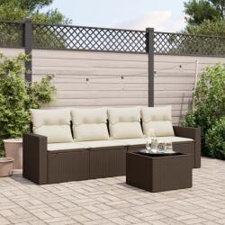 vidaXL 5 részes barna polyrattan kerti ülőgarnitúra párnával (3218683)