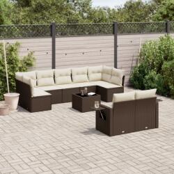 vidaXL 10 részes barna polyrattan kerti ülőgarnitúra párnákkal (3252970)