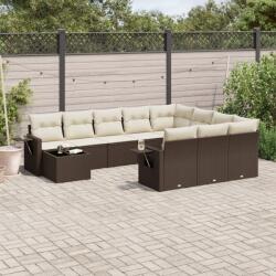 vidaXL 11 részes barna polyrattan kerti ülőgarnitúra párnákkal (3253070) - vidaxl