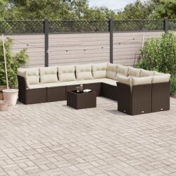 vidaXL 11 részes barna polyrattan kerti ülőgarnitúra párnákkal (3250092)