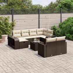 vidaXL 11 részes barna polyrattan kerti ülőgarnitúra párnákkal (3266253)