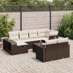 vidaXL 11 részes barna polyrattan kerti ülőgarnitúra párnákkal (3326077)