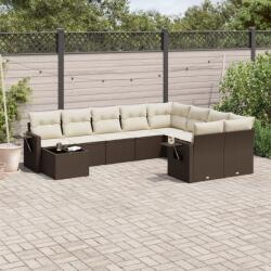 vidaXL 10 részes barna polyrattan kerti ülőgarnitúra párnákkal (3220662) - vidaxl