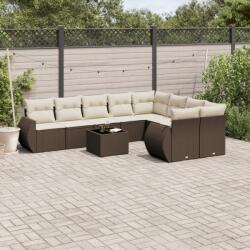 vidaXL 10 részes barna polyrattan kerti ülőgarnitúra párnákkal (3254190)