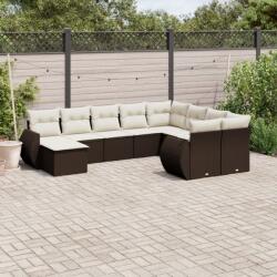vidaXL 10 részes barna polyrattan kerti ülőgarnitúra párnákkal (3254200)