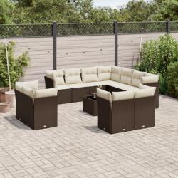 vidaXL 12 részes barna polyrattan kerti ülőgarnitúra párnákkal (3250362)