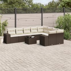 vidaXL 10 részes barna polyrattan kerti ülőgarnitúra párnákkal (3255390)
