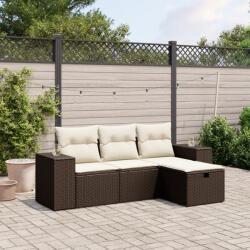 vidaXL 4 részes barna polyrattan kerti ülőgarnitúra párnákkal (3264379) - vidaxl