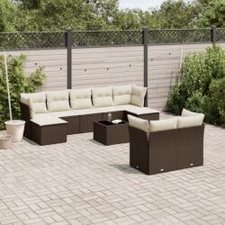 vidaXL 10 részes barna polyrattan kerti ülőgarnitúra párnákkal (3218323)