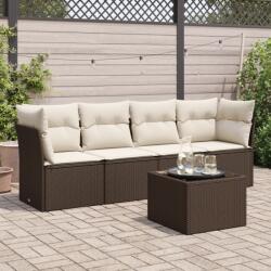 vidaXL 5 részes barna polyrattan kerti ülőgarnitúra párnával (3217243)