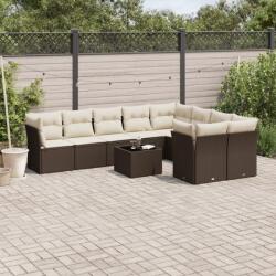 vidaXL 10 részes barna polyrattan kerti ülőgarnitúra párnákkal (3250022) - vidaxl