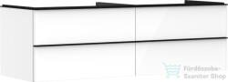 Hansgrohe XELU Q 156x57 cm-es 4 fiókos fali szekrény mosdópulthoz, matt fekete fogantyúval, fényes fehér 54090670 (54090670)