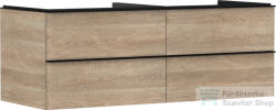 Hansgrohe XELU Q 136x57 cm-es 4 fiókos fali szekrény mosdópulthoz, matt fekete fogantyúval, természetes tölgy 54088670 (54088670)