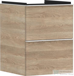 Hansgrohe XELU Q 48x49, 5 cm-es 2 fiókos fali szekrény matt fehér fogantyúval, természetes tölgy 54021700 (54021700)